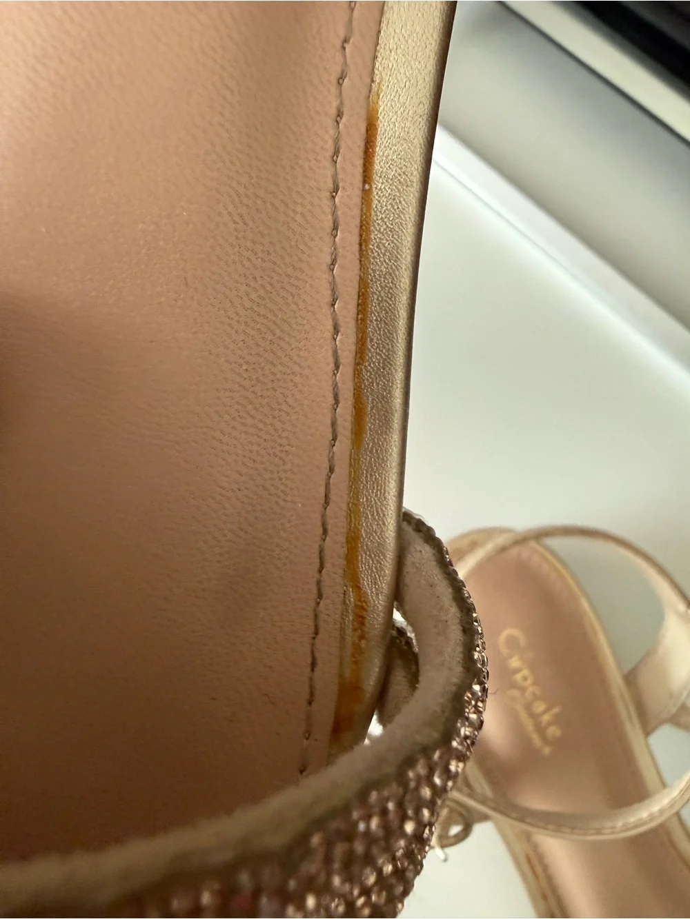 Girl’s Metallic Strappy Sandals with Beaded Accent - rose Gold/gold